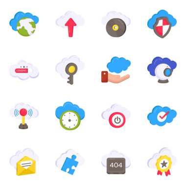 Bulut Ortamı Düz Simgeleri Paketi 