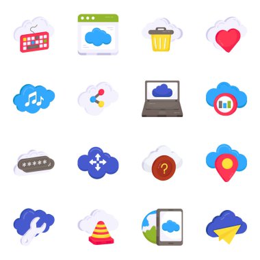 Bulut Veri Düz Simgeleri Paketi 