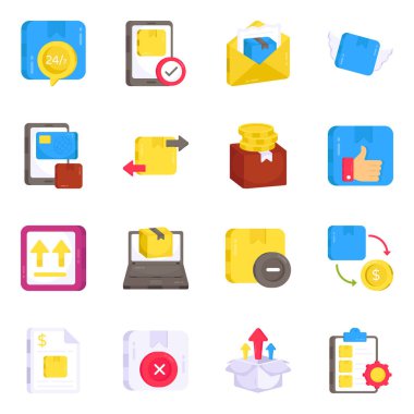 Lojistik Teslimat Düz Simgeleri Paketi 