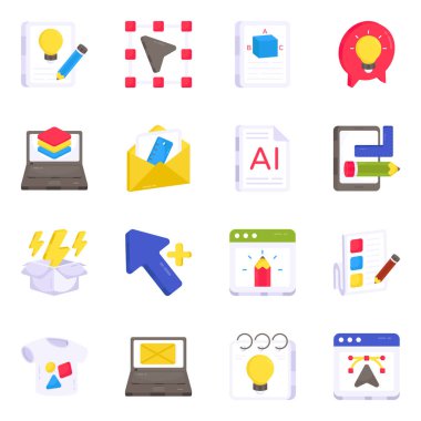 Tasarım Araçları Düz Simgeleri Paketi 