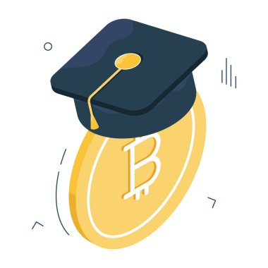 Bitcoin eğitiminin eşsiz bir tasarım simgesi 