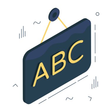        ABC panosunun düzenlenebilir izometrik tasarım vektörü 