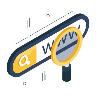 Tarayıcının izometrik tasarım simgesi, www vektörü 