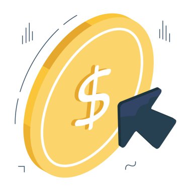 Tıklama başına ücretlerin kavramsal izometrik tasarım simgesi