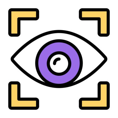 A colored design icon of iris recognition