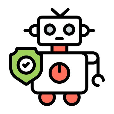 Beyaz arkaplanda izole edilmiş robot güvenlik simgesi tasarımı 