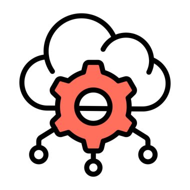 Conceptual flat design icon of cloud setting