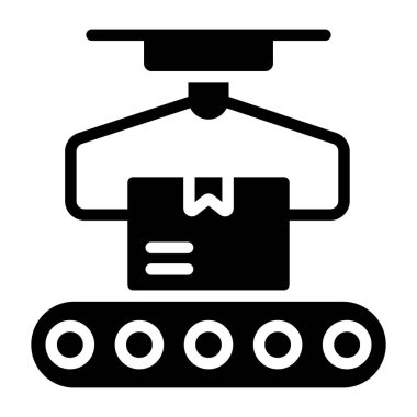 Taşıyıcı bant simgesi, robot paketleme düzenlenebilir vektörü