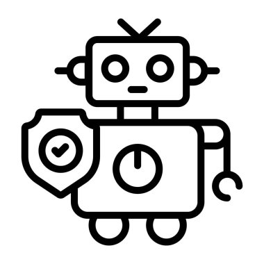 Beyaz arkaplanda izole edilmiş robot güvenlik simgesi tasarımı 