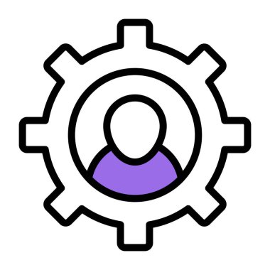 Çalışan ayarlama simgesi konseptini gösteren dişli görünürlerName