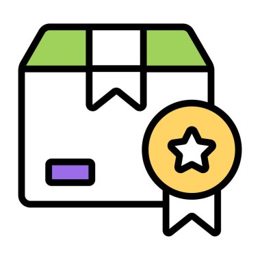 Düz dizaynlı premium parsel simgesi beyaz arkaplanda izole edildi 