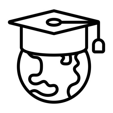 Küresel eğitimin bir çizgi tasarımı simgesi