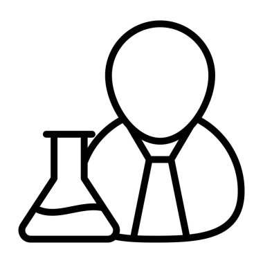 Laboratuvar teknisyeninin çizgi tasarım simgesi