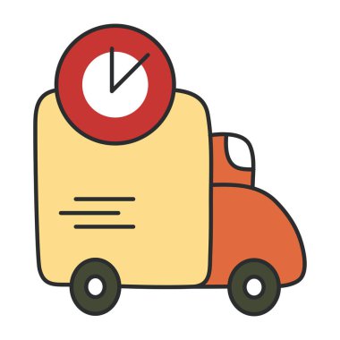 Teslimat zamanının düz tasarım simgesi