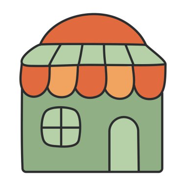 Mağaza mimarisinin düz tasarım simgesi