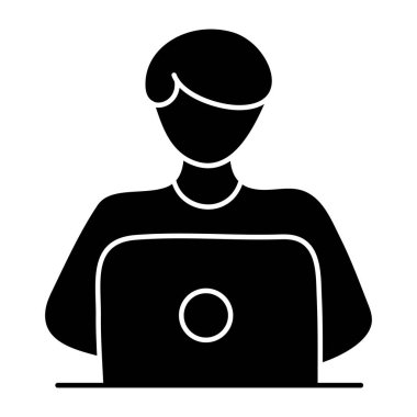 Dizüstü bilgisayar kullanıcısının bir simge tasarımı 