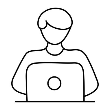 Dizüstü bilgisayar kullanıcısının bir simge tasarımı 