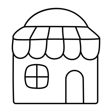 A linear design icon of shop architecture