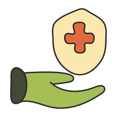 Düz dizayn edilmiş bir sağlık sigortası ikonu