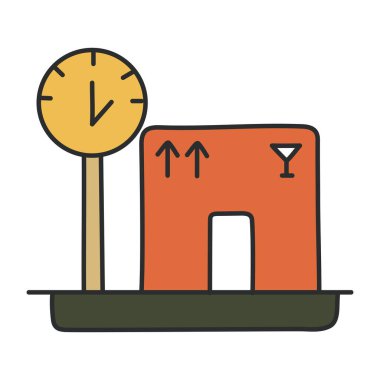 Conceptual flat design icon of parcel weighing