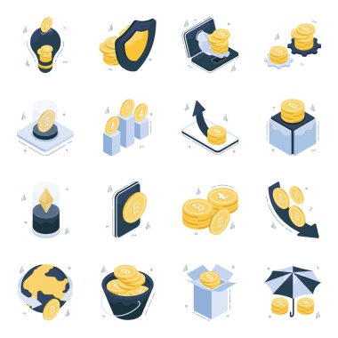 Bitcoin Isometric Simgeleri Kümesi 
