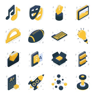 Pack of Education and Learning Isometric Icons clipart
