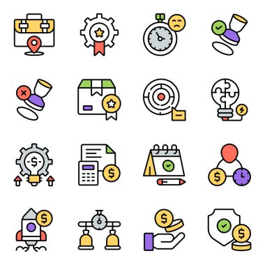 Finans ve Ekonomi Düz Simgeleri Seti 