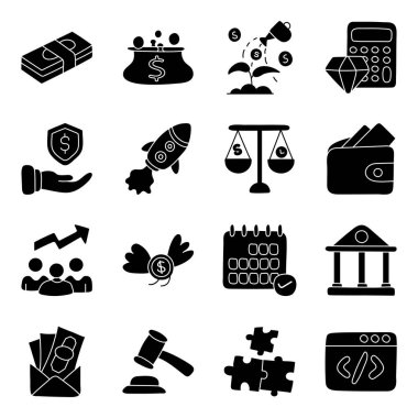 Set of Economy Solid Icons  clipart