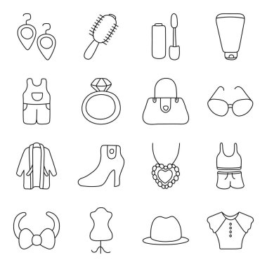 Moda ve Giysi Paketi Doğrusal Simgesi