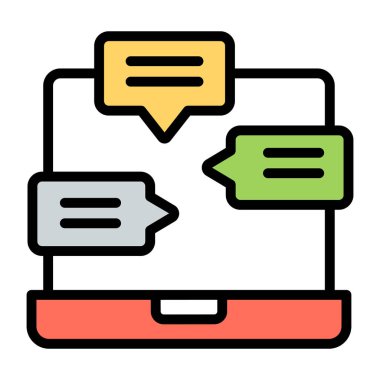 Çevrimiçi tartışmanın düz tasarım simgesi