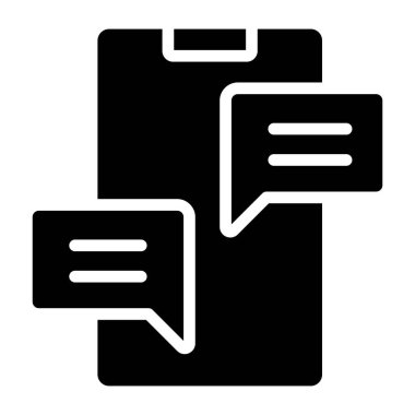 Mobil sohbetin kavramsal katı tasarım simgesi 