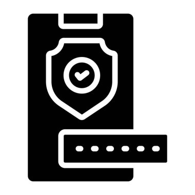 Mobil güvenliğin kavramsal katı tasarım simgesi