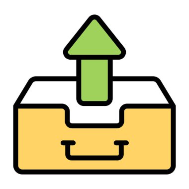 Giden kutusunun kavramsal düz tasarım simgesi