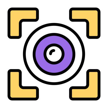 A colored design icon of iris recognition