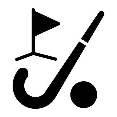 Top ve hokey konsepti golf olan bir bayrak.