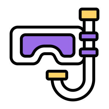 Gözlüklü oksijen borusu, şnorkelli maske ikonu