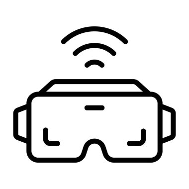 Beyaz arkaplanda izole edilmiş VR gözlüklerinin yaratıcı tasarım simgesi