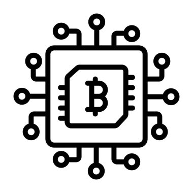 Bitcoin işlemcisinin eşsiz bir tasarım simgesi