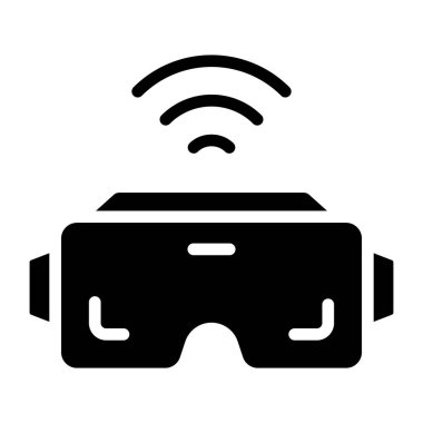 Beyaz arkaplanda izole edilmiş VR gözlüklerinin yaratıcı tasarım simgesi