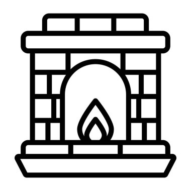 Şöminenin doğrusal tasarım simgesi