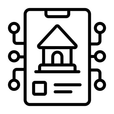 Mobil gayrimenkullerin kavramsal doğrusal tasarım simgesi