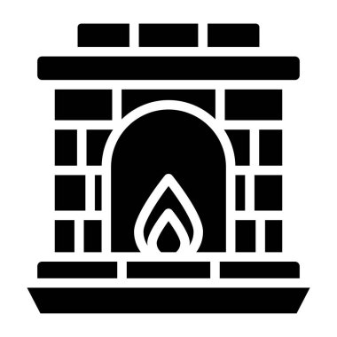 Katı bir şömine tasarımı simgesi