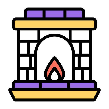 Düz dizayn edilmiş şömine simgesi