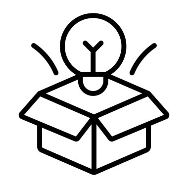 Kutunun dışındaki düşüncenin çizgi tasarım simgesi