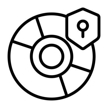 Disk güvenliğinin bir çizgi tasarım simgesi