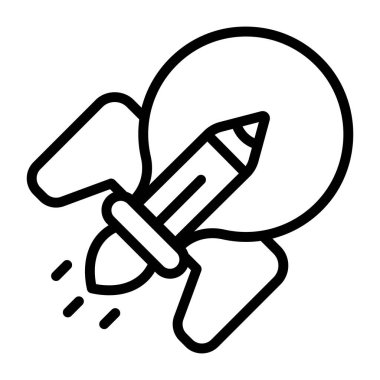 Pencil inside lightbulb, icon of creative writing 