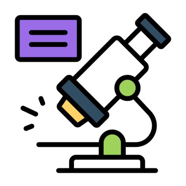        Bir laboratuvar araştırma aracı simgesi, mikroskobun düz tasarımı