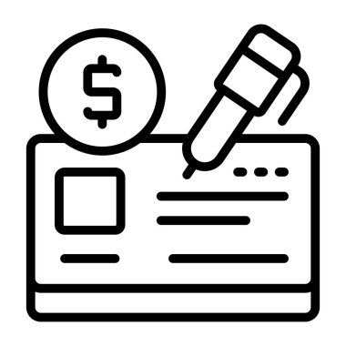 Çek defterinin doğrusal tasarım simgesi