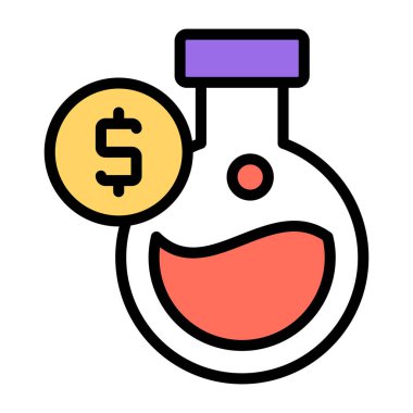 Finansal şişenin düz tasarım simgesi.