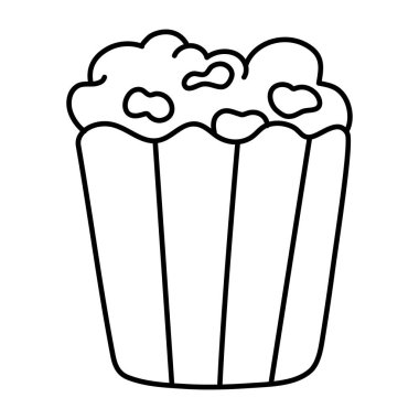 Patlamış mısır kovasının doğrusal tasarım simgesi 